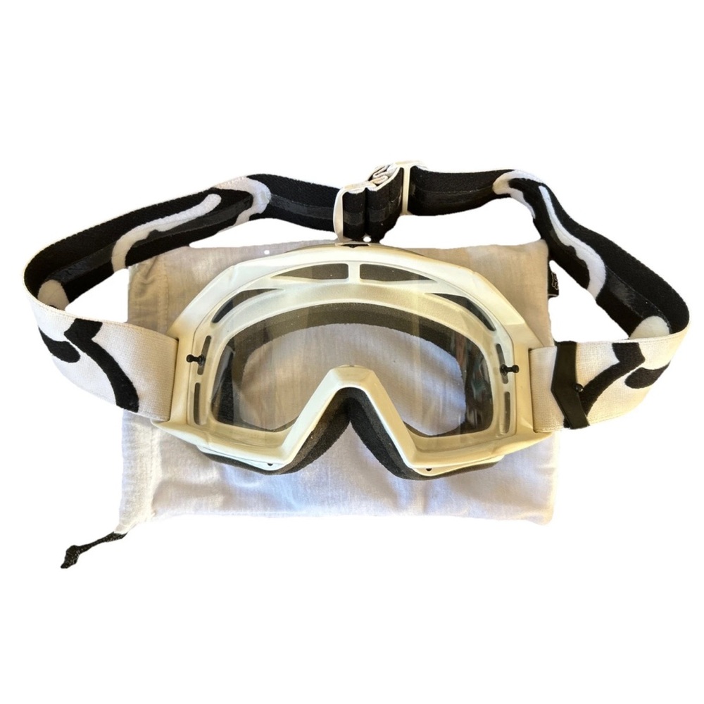 White and Black Motocross Goggles
